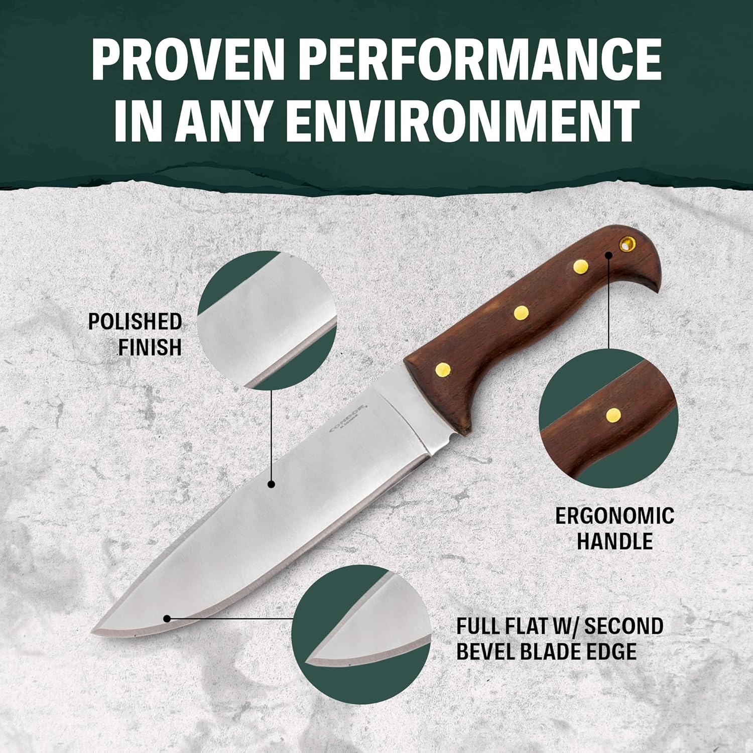 Condor Tool & Knife Moonshiner Bushcraft Knife - 1075 High-Carbon Steel Blade - Full-Tang Construction - Walnut Handle - Handcrafted Leather Sheath - Ideal for Bushcraft, Camping & Survival