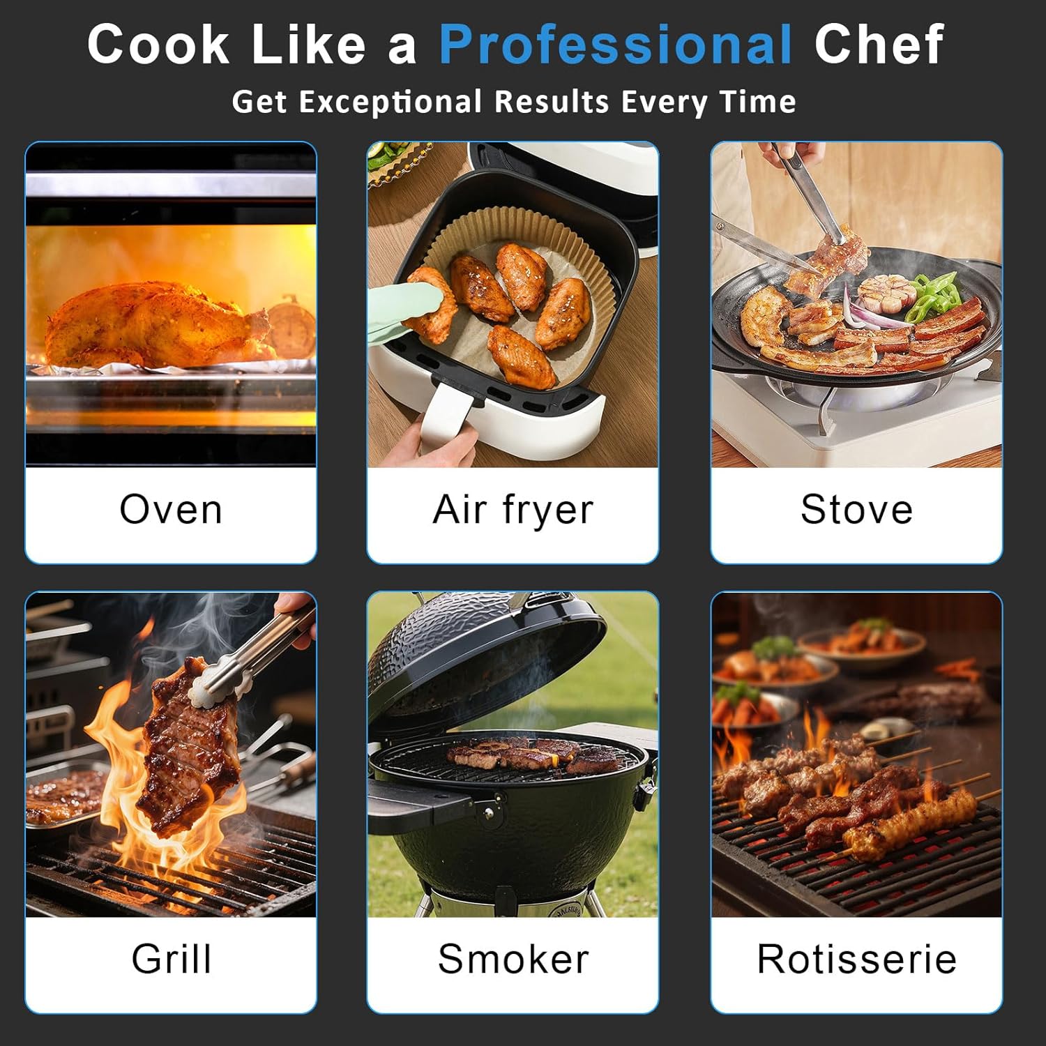 Smart Bluetooth Wireless Meat Thermometer, NIST ±0.5°F Accuracy, 10X Enhanced Sub-1G Signal & Stability, Standalone Display Base, WiFi Long-Range Thermometer for BBQ, Grill, Smoker, Oven, Kitchen