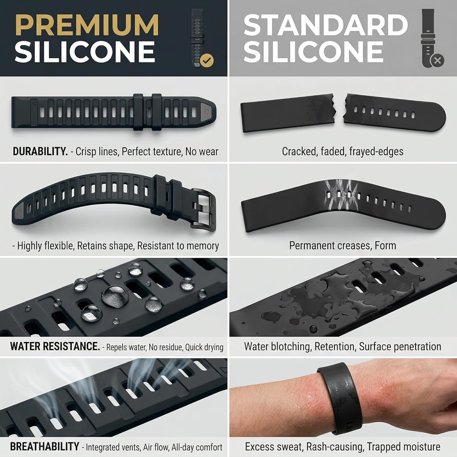 JKER 22mm Quick Fit Silicone Watch Band for Garmin Fenix 8 47mm, Fenix 7/7 Pro, Fenix 6/6 Pro, Forerunner 965/955/945/935, Epix Gen 2 47mm – Soft Breathable Sport Replacement Strap for Men Women