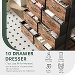 Dresser for Bedroom with 10 Drawer, Commode De Chambre, Fabric Chest of Drawers with Wooden Top, Tall Storage Tower, Cabinet for Hallway Entryway, Living Room Tv & Closets Rustic Brown