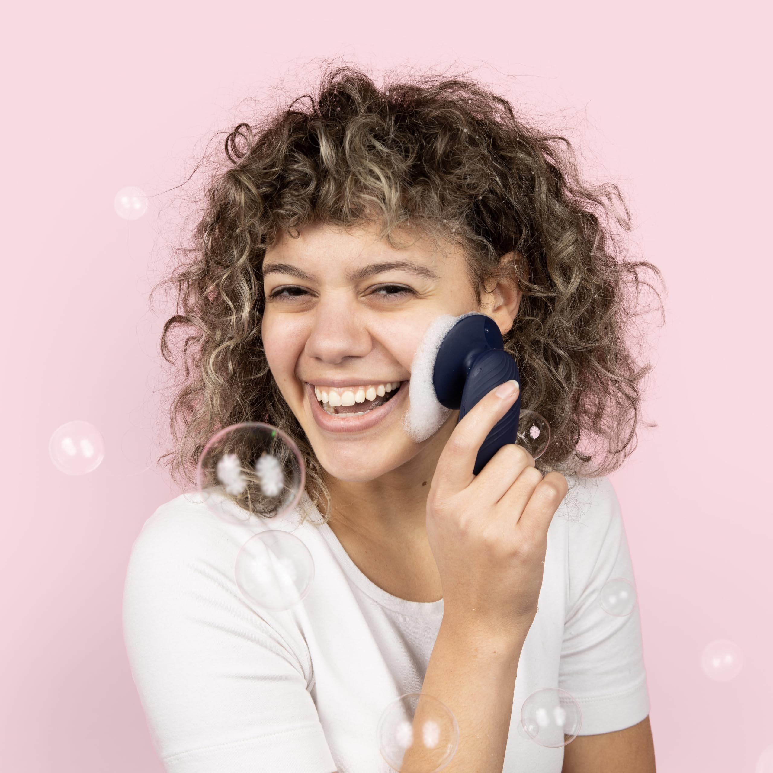 SoniGlow Silicone Facial Cleansing Brush – Electric Vibrating Skincare Scrubber Tool for Deep Pore Cleansing, Gentle Massage, Makeup Removal, Waterproof and Rechargeable (Navy)