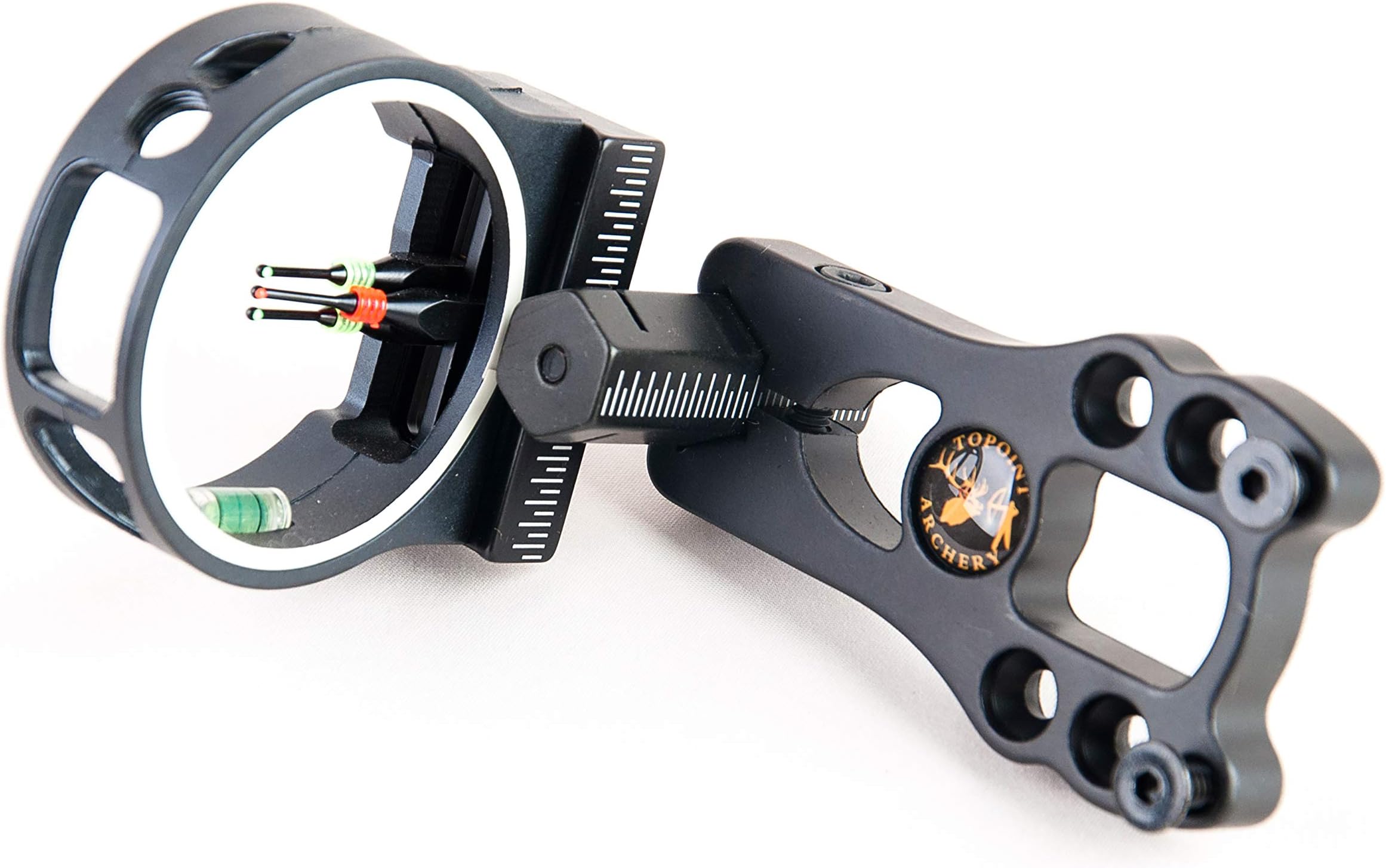 TOPOINT ARCHERY 3 Pin Bow Sight - Fiber, Brass Pin, Aluminum Machined - Right and Left Handed