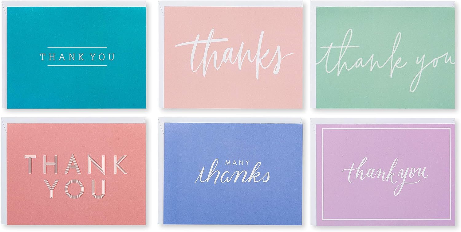 American Greetings Thank You Cards with Envelopes, Multicolor Assortment (48-Count)