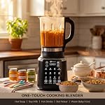 Glass Blenders for Kitchen with Tamper High-Speed Heating Blender – 1500W Motor, 9 Adjustable Speeds, 14 Preset Programs, Nut Milk, Smoothies, Soups, Baby Food, Auto Clean, Ideal for Home & Family Use
