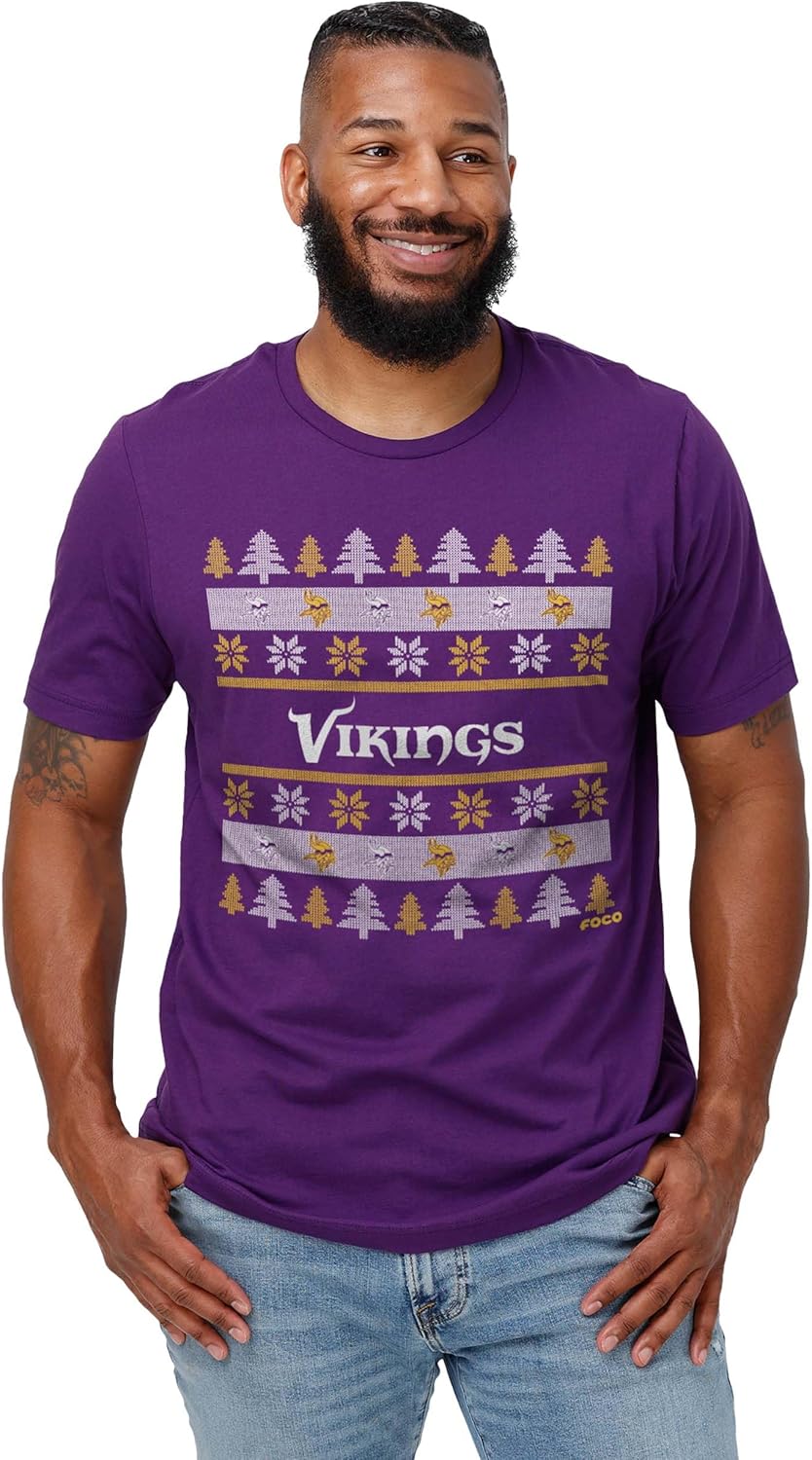 FOCO NFL Unisex-Adult NFL Team Logo Holiday Sweater T-Shirt