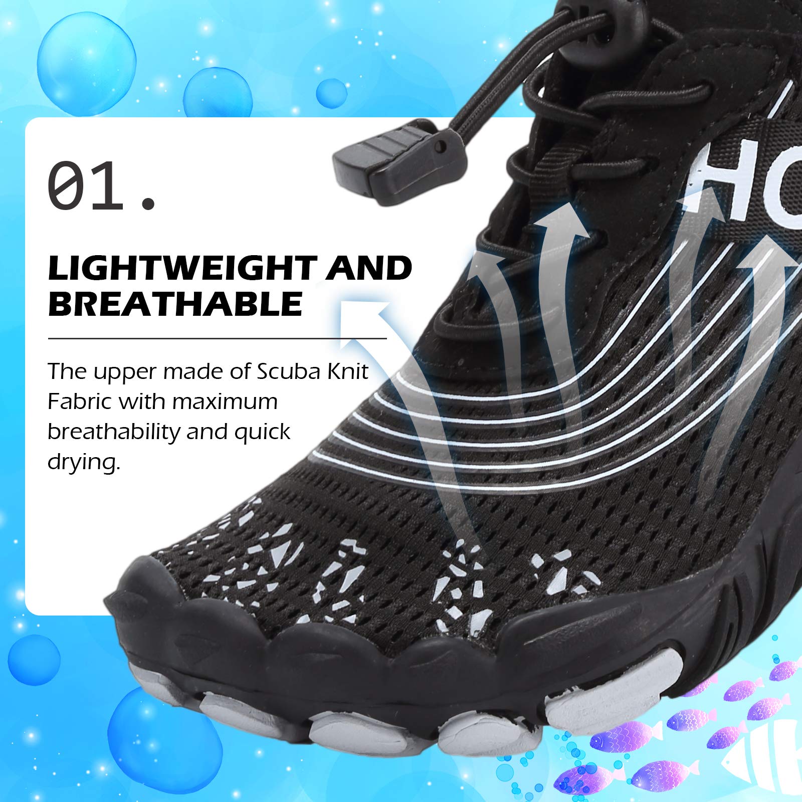 DimaiGlobal Calzado Descalzos Niñas Niños Zapatillas de Trail Running Barefoot Secado Rápido Zapatos de Agua Transpirable Antideslizante para Playa 29EU Negro