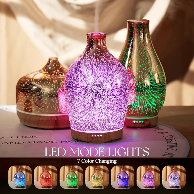 Difusor de Aromas Eléctrico 280ml Vidrio 3D Ultasónico miniatura 4