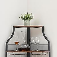 Vista 8 de Amyove Armario de esquina para bar de vinos con estante desmontable para vinos, gabinete industrial para vino con soporte para vidrio, aparador