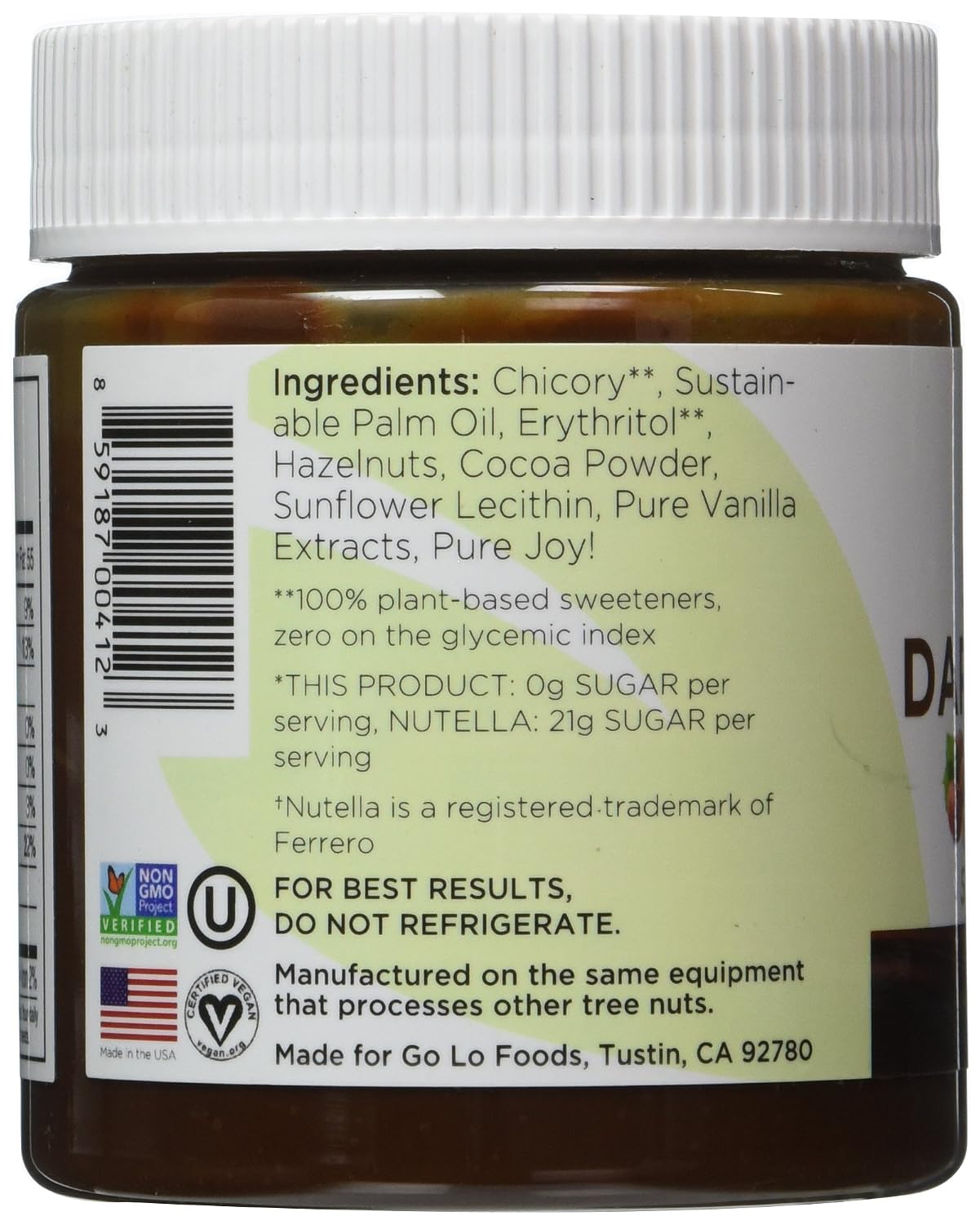 Go Lo Foods Dark Hazelnut Spread, 11 Ounce