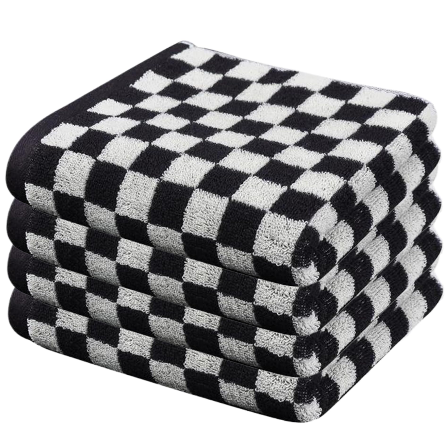 Serviettes en coton confortable blanc à carreaux de qualité supérieure maison
