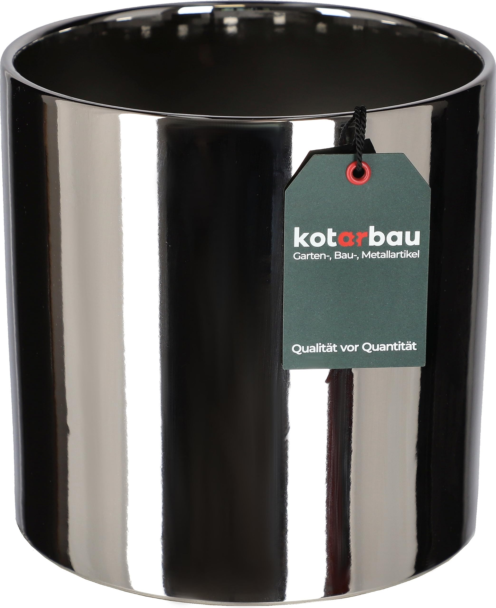 KOTARBAU® Shiny Flower Pot Diameter 200 mm Cylinder Ceramic Plant Pot Decorative Planter Silver Plant Pot Flower Pot for Indoor Plants Garden Pot