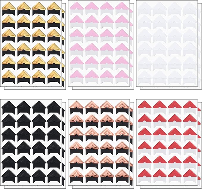 6 Colors 12 Sheets Adhesive Corners for Photos Picture