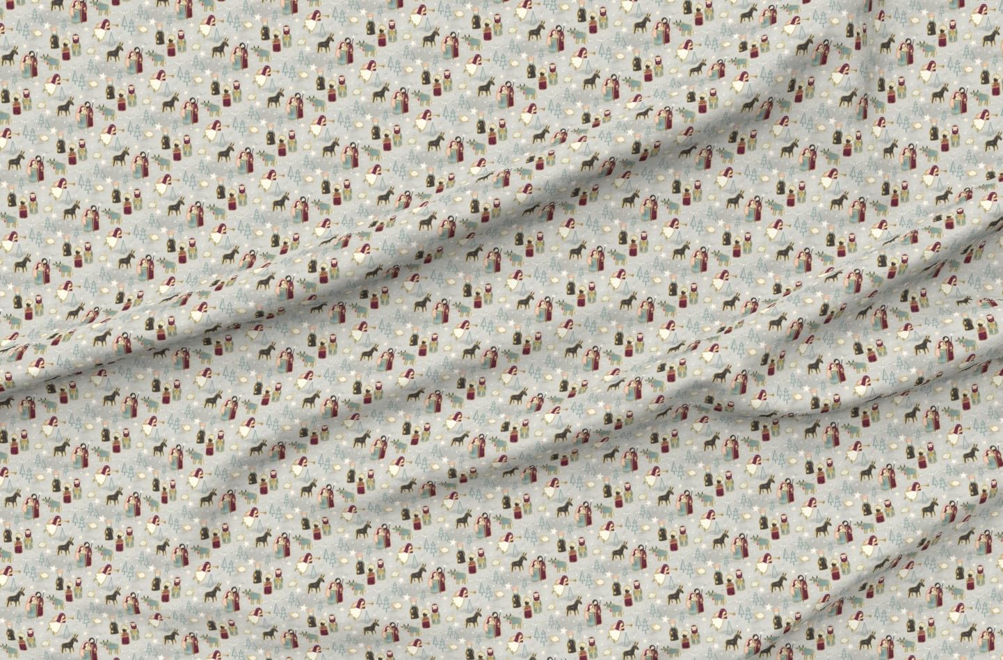 Spoonflower Fabric - Neutral Nativity Star Baby Christmas Angel Small Scale Jesus Eggshell Printed on Petal Signature Cotton Fabric by The Yard - Sewing Quilting Apparel Crafts Decor