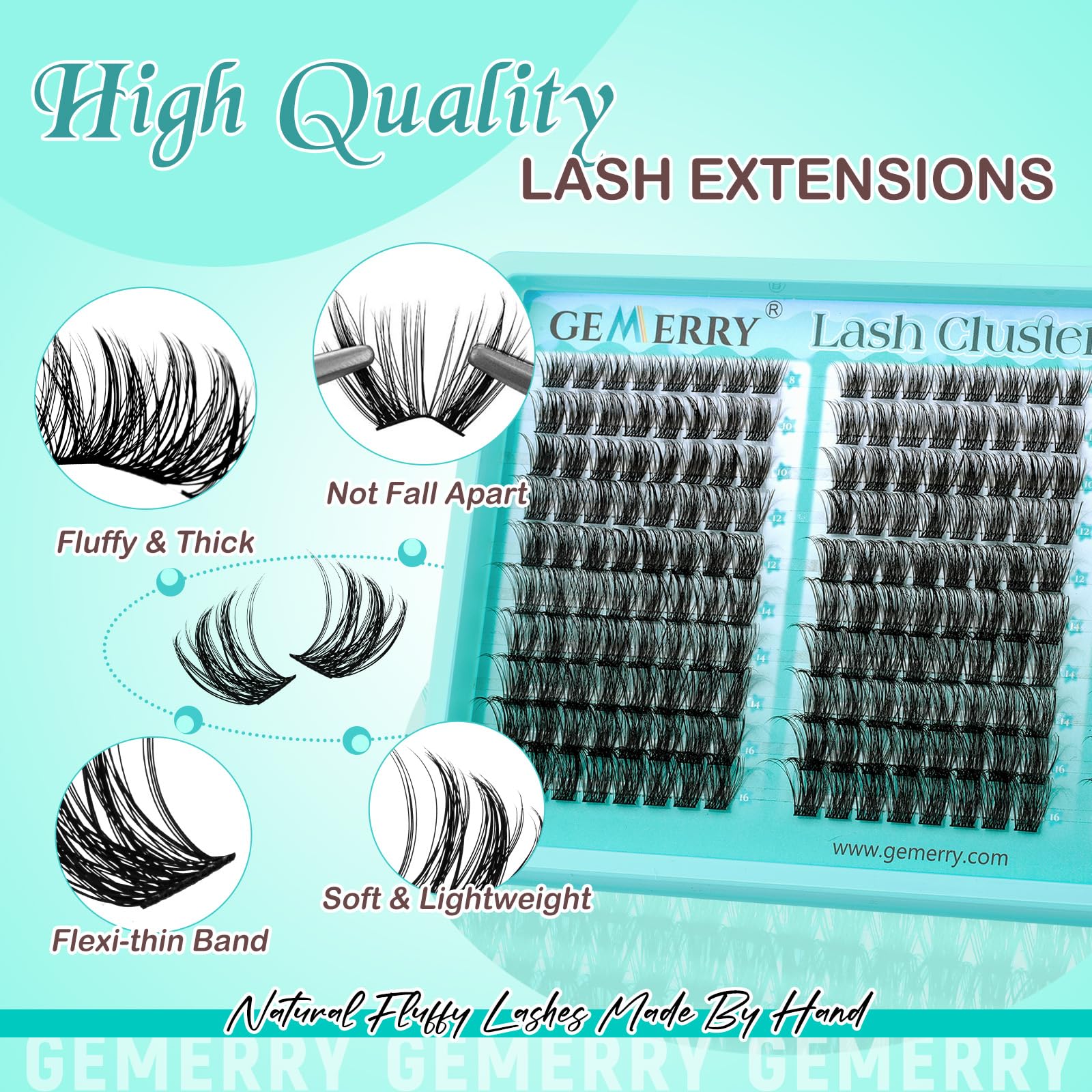 GEMERRY Lash Clusters Wispy Eyelash Clusters Natural D Curly 240pcs Cluster Lashes Extensions 8-16mm Cluster Eyelashes Individual Lashes DIY Lash Extensions Natural Look - 5