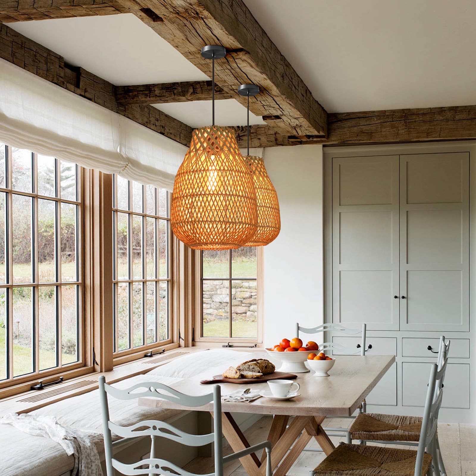 Small Rustic Pendant Light Fixture ELYONA Woven Pendant Lights Modern