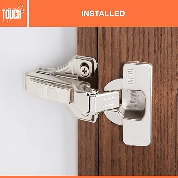 TOUCH Euro Style Nickel Plated Steel Face Mount Cabinet Hinges (5 Count, 10 PCS, 3/8 Inch Half Overlay, 105 Opening Angle, 3-Way Adjustable)