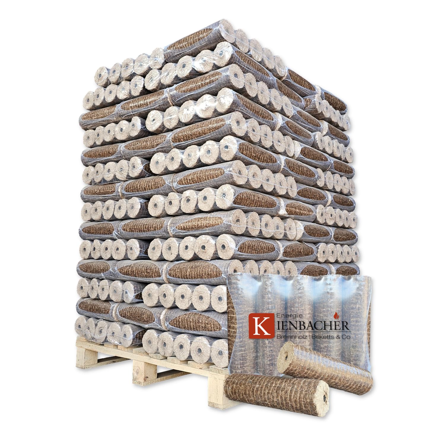 960kg Palette Nestro SONDERAKTION Holzbriketts aus Reiner Buche mit Zugloch Brenn Kamin Ofen Heiz Holz Gluthalter Brennholz Premium Öko Holzbriketts 90mm Durchmesser | Energie Kienbacher