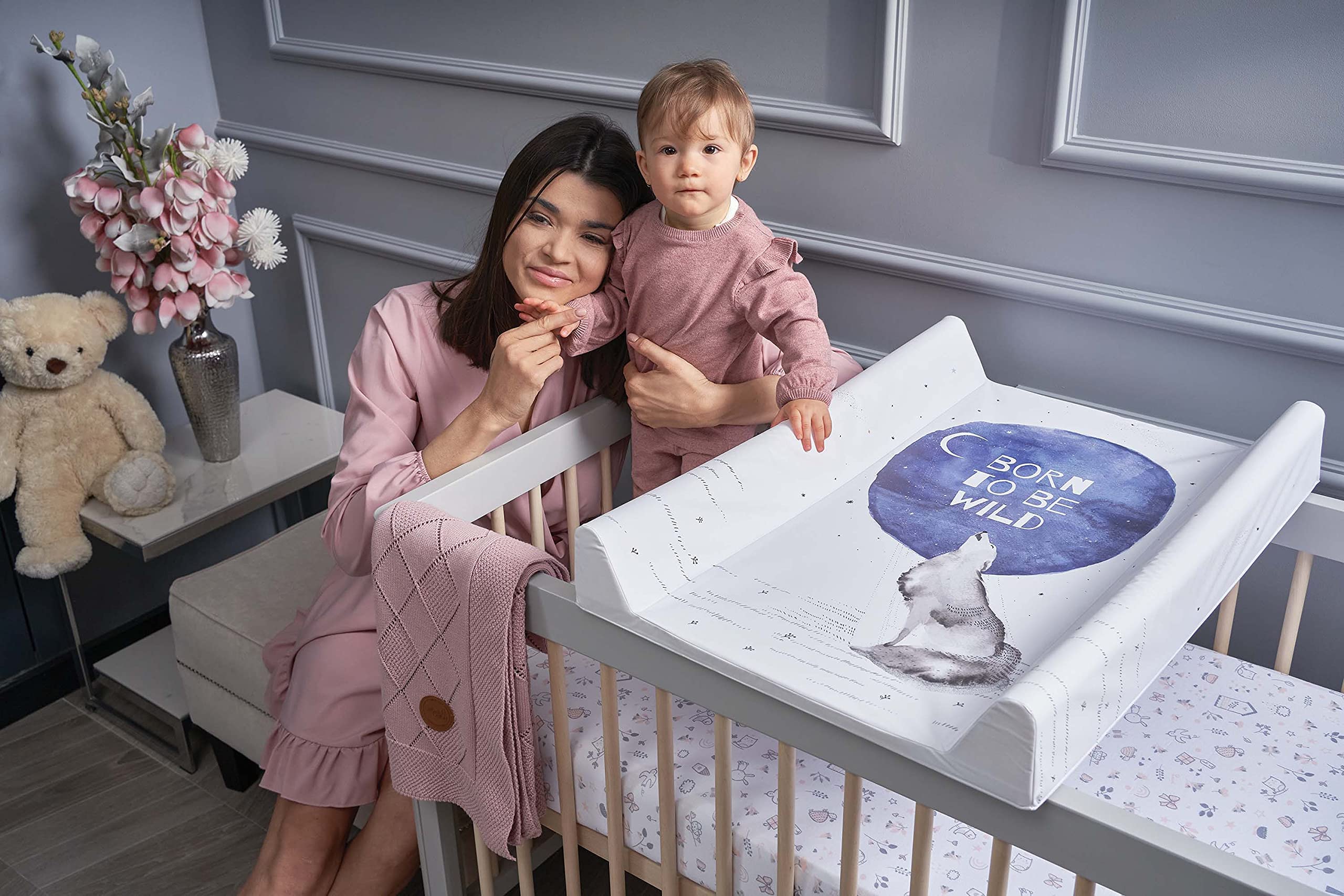 Ceba Baby Cambiador Bebe para Cuna Impermeable para Niños y Niñas - mapache 70x50 cm — view 9