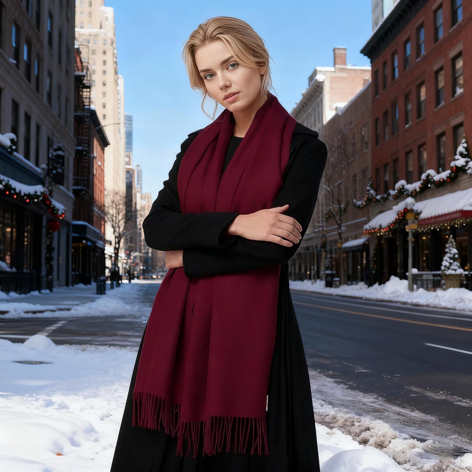 PFLife 80''*27'' Wool Scarf for Women Cashmere Touch Ladies Scarves Gift Box Shawls and Wraps Winter Thick Oversized Scarf - Image 2