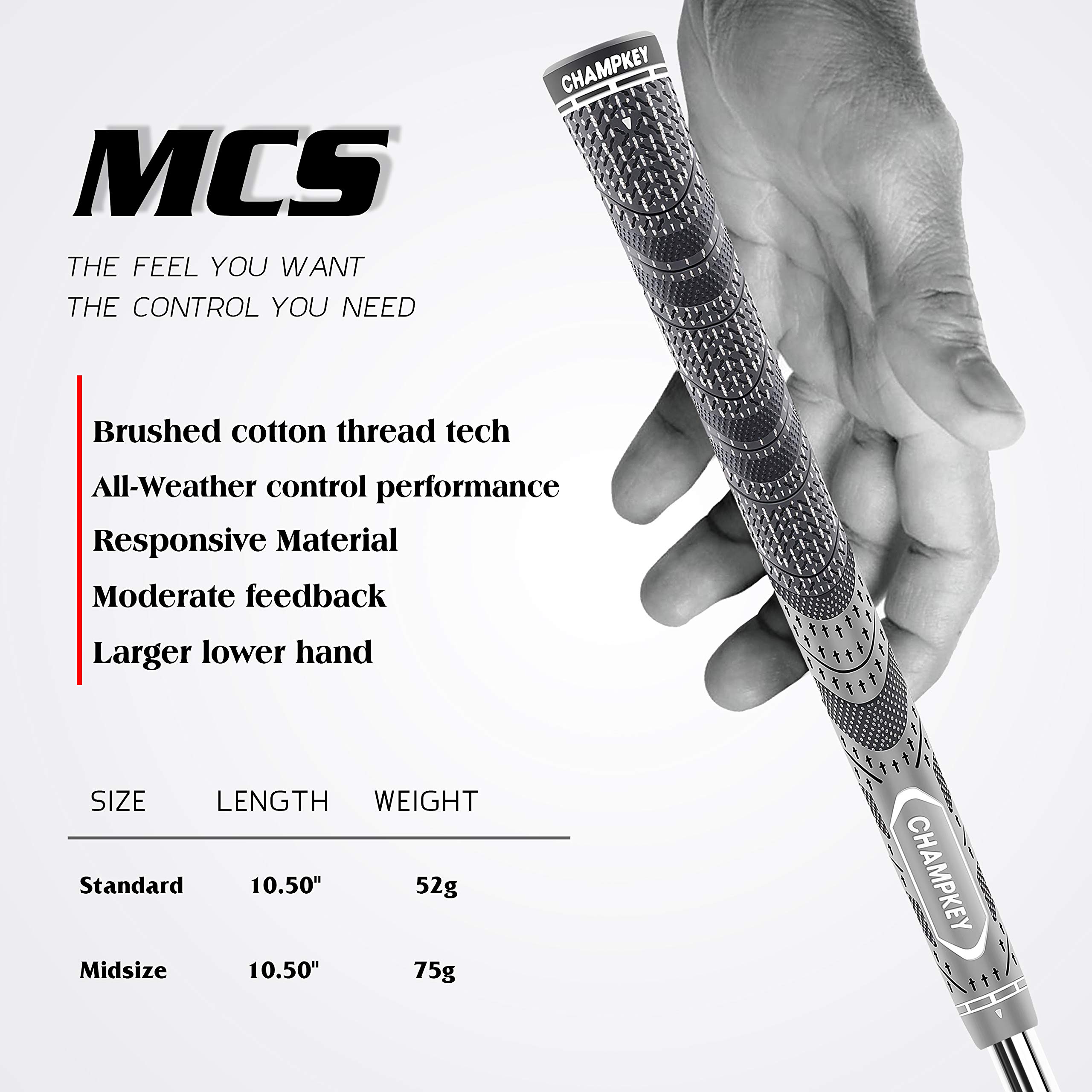 CHAMPKEY MCS Premium Golf Grips 13 Pack All Weather Control and High Feedback Golf Club Grips