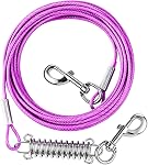 Tie Out Cable for Dogs, 10/20/30/50/ 100FT Dog Leads for Yard Chew Proof, Heavy Duty Dog Tie Out Cable for Large Dogs Up to 120lbs (Purple, 125Ibs 30ft)