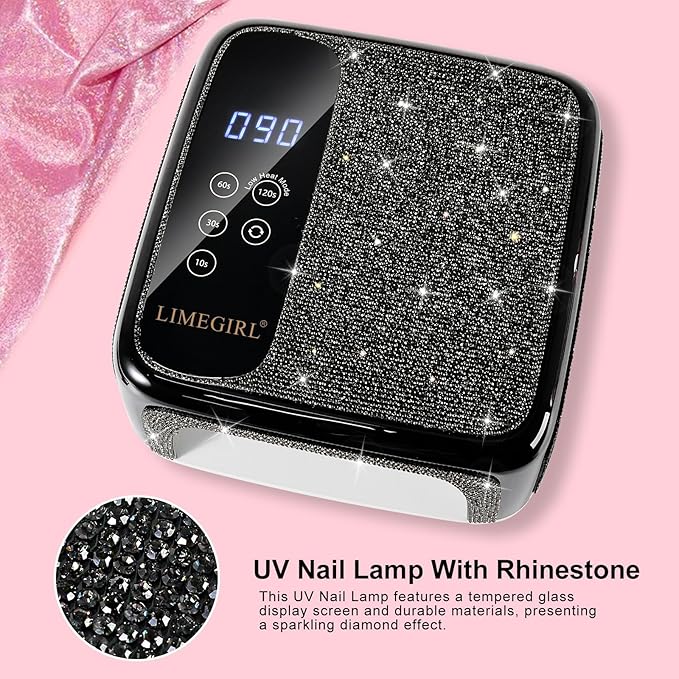 LimeGirl Sparkling Diamond UV Nail Lamp - Cordless, Professional Gel Nail Polish Curing Lamp with 4 Timers & LCD Touch Display, Salon-Grade Diamond UV Nail Dryer photo 3