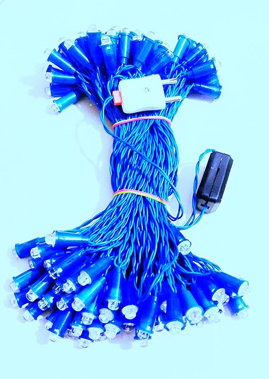 100 Bulbs, Blue LED Lights Blinking & Flashing with Single Channel Chaser, 8 mm 100 Blue LED