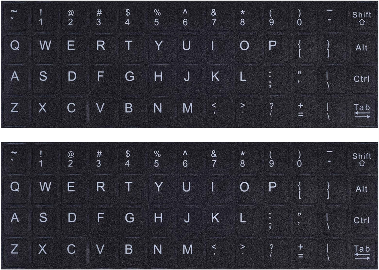 CaseBuy [2PCS PACK]Universal English Keyboard Stickers, Black Background with White Lettering Keyboard Sticker for Computer Laptop Notebook Desktop Keyboards(English)