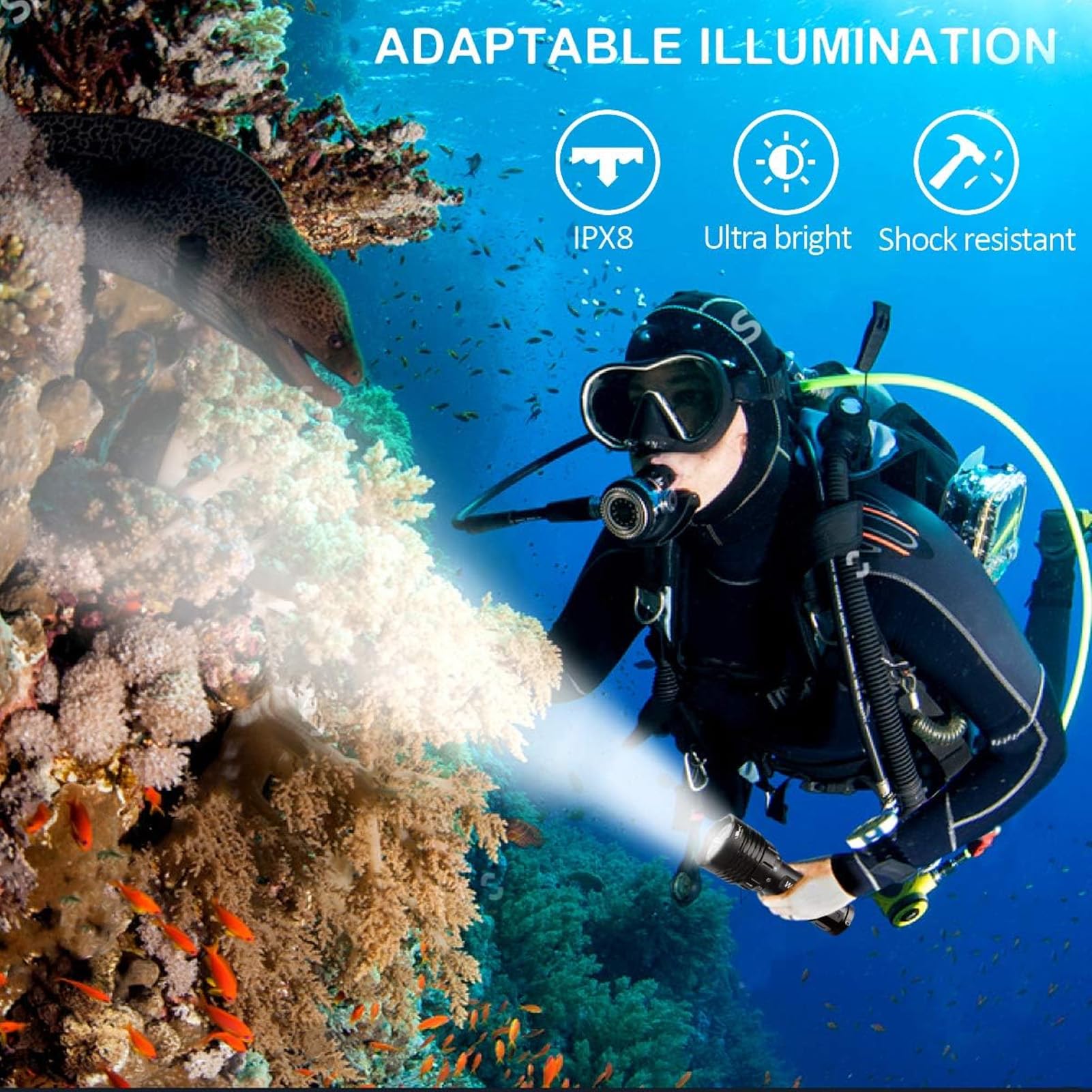 Generic Torcia Subacquea Ad Alte Prestazioni 3600LM Dive Light IPX8 Materiale in Lega di Alluminio a Tenuta Stagna