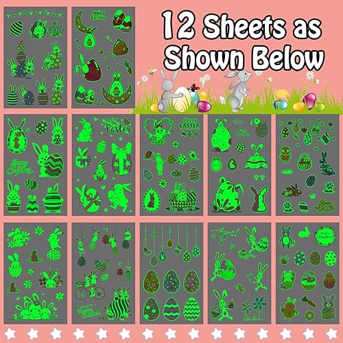 Miniatura 3 de Leesgel Tatuajes esenciales para cesta de Pascua para niños, calcomanías luminosas de tatuajes temporales, rellenos de cesta de Pascua, regalos para