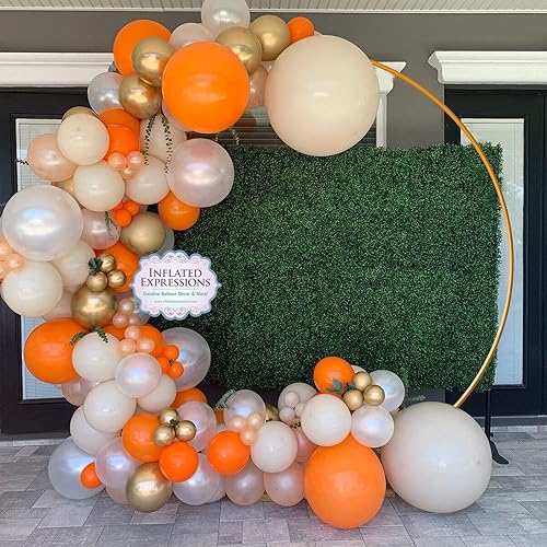 Miniatura 7 de Arco de boda redondo de metal amarillo de 6.8 pies, soporte de arco de globos para jardín, patio, boda, novia, decoración de fiesta en interiores y