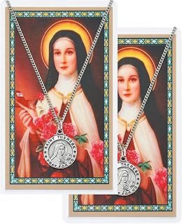 CatholicStore St. Therese of Lisieux Pewter Medal with Laminated Holy Card, 18