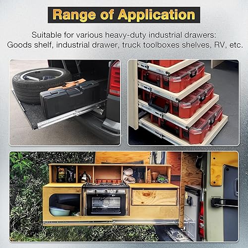 Miniatura 6 de YENUO Diapositivas de cajones de alta resistencia con montaje lateral de bloqueo de 14, 16, 18, 20, 22, 24, 26, 28, 30, 32, 34, 36, 40 pulgadas,