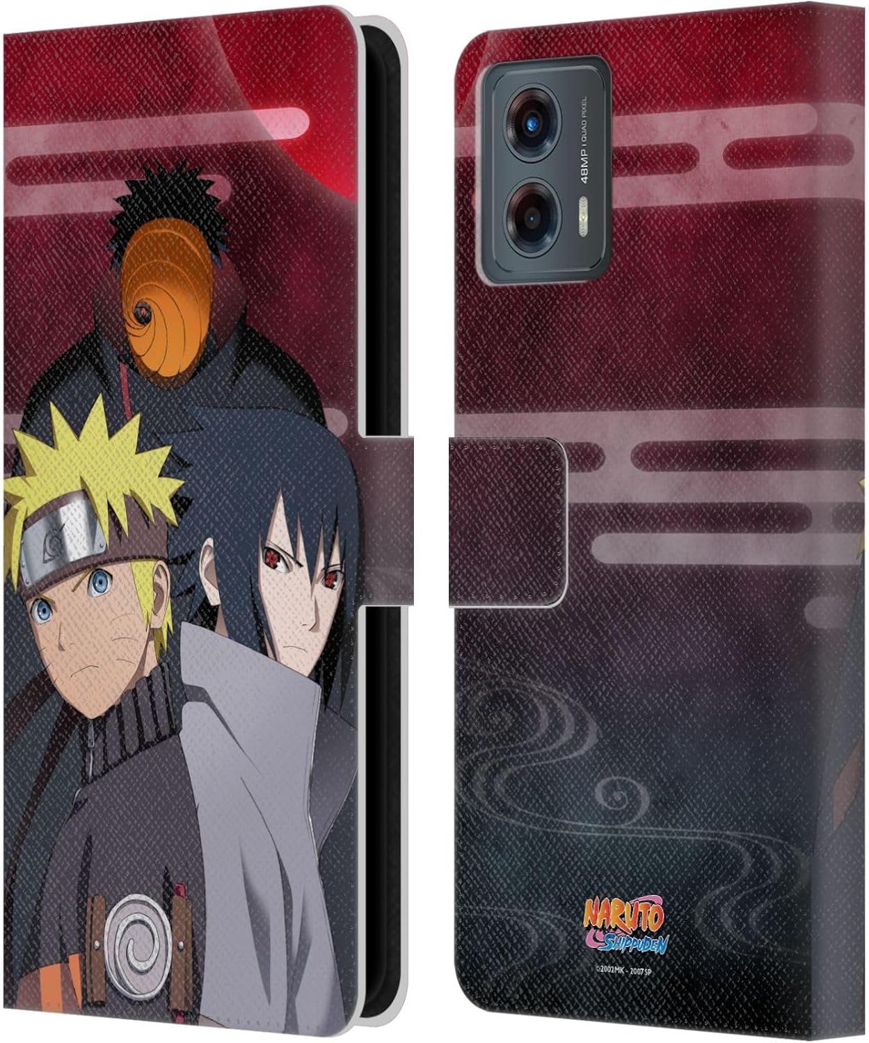 Head Case Designs Officially Licensed Naruto Shippuden Obito Naruto Sasuke Key Art Leather Wallet Case Compatible with Motorola Moto G (2023)