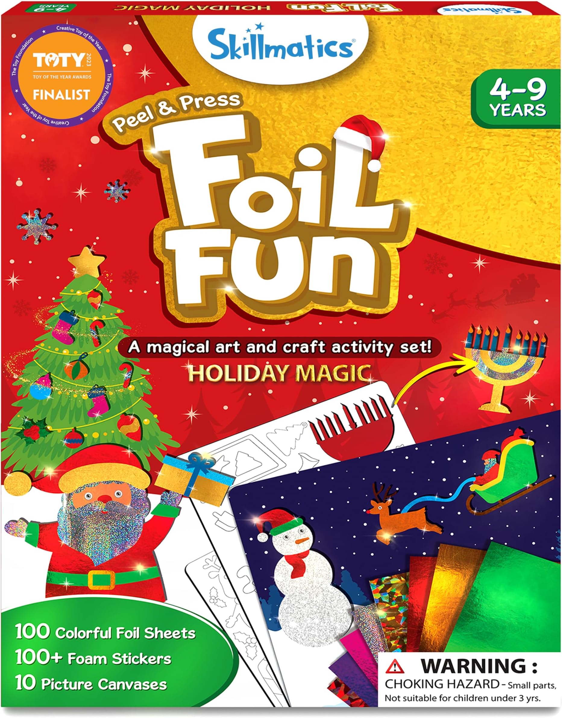 Skillmatics Foil Fun - Holiday Magic, No Mess Art for Kids, Christmas Craft Kits & Supplies, DIY Creative Activity, Travel Toys, Gifts for Boys & Girls Ages 4, 5, 6, 7, 8, 9