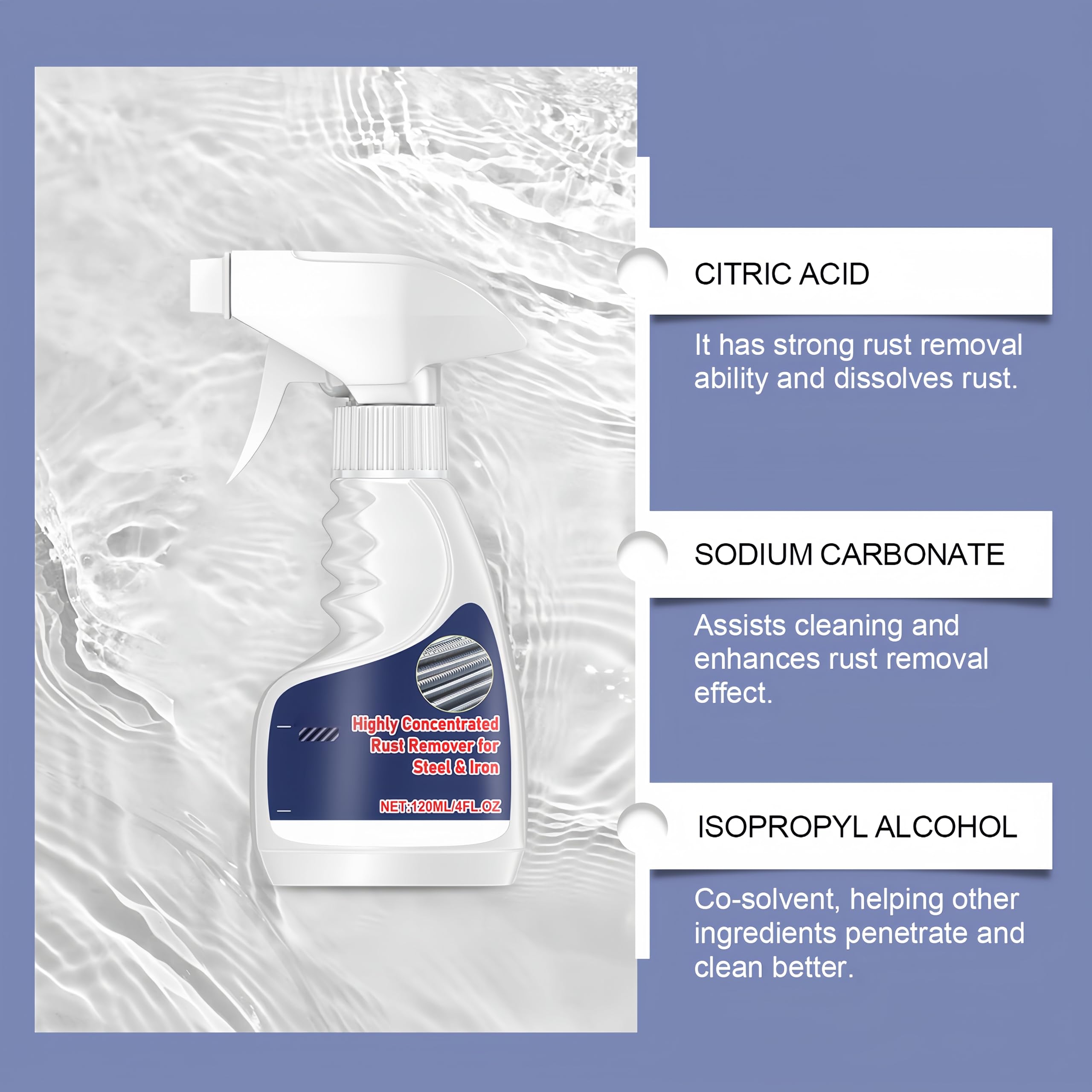 Generico Spray antiruggine ad Alta concentrazione, convertitore di ruggine in Gel, Trattamento antiruggine ad Alta efficacia per Metallo, Auto, Utensili e mobili da Esterno (2Pezzo)