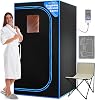 Serenelife Sauna - Mini Sauna Steam Sauna for Home Infrared Sauna for Home up to 60°C Portable Sauna - Includes Sauna Chair Foot Infrared Mat Remote Control for Time & Temperature Setting