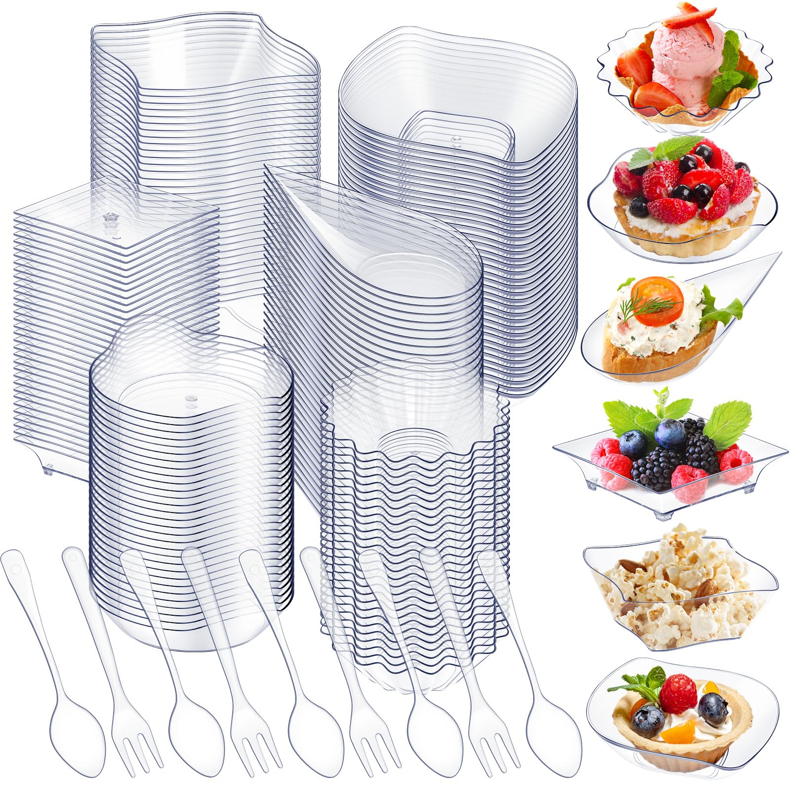 Tessco for you 600 Pcs Mini Appetizer Plates Set Disposable, Clear