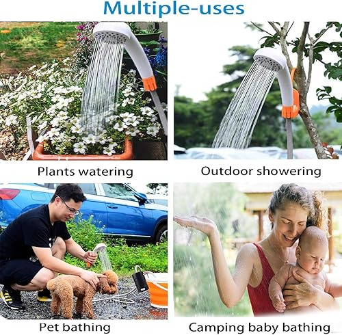 Miniatura 3 de Ducha portátil al aire libre, 2 modos de flujo, bomba de ducha alimentada por batería de 4400 mAh para senderismomochilero, viajes, playa, mascotas,