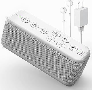 White Noise Machine for Adults, USB Rechargeable Sound Machine with 42 Soothing Sounds for Sleeping with Lullabies & Fan Sounds, Auto-Off Timer & Volume Control, Noise Cancelling for Office Privacy