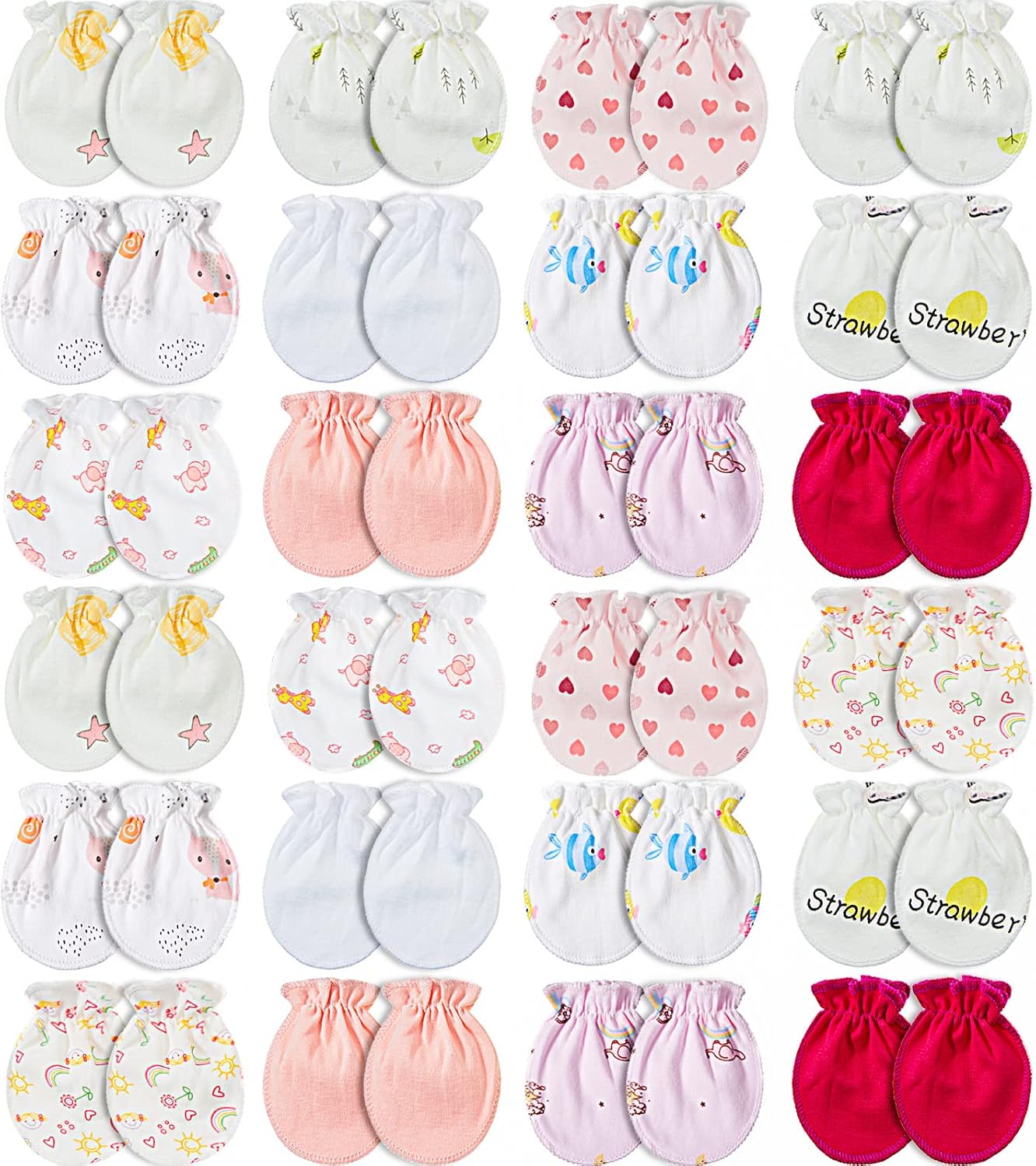 Newborn Baby Gloves Infant No Scratch Elastic Wrist Infant Soft Gloves Baby Mittens for 0-6 Months Baby Girls Boys