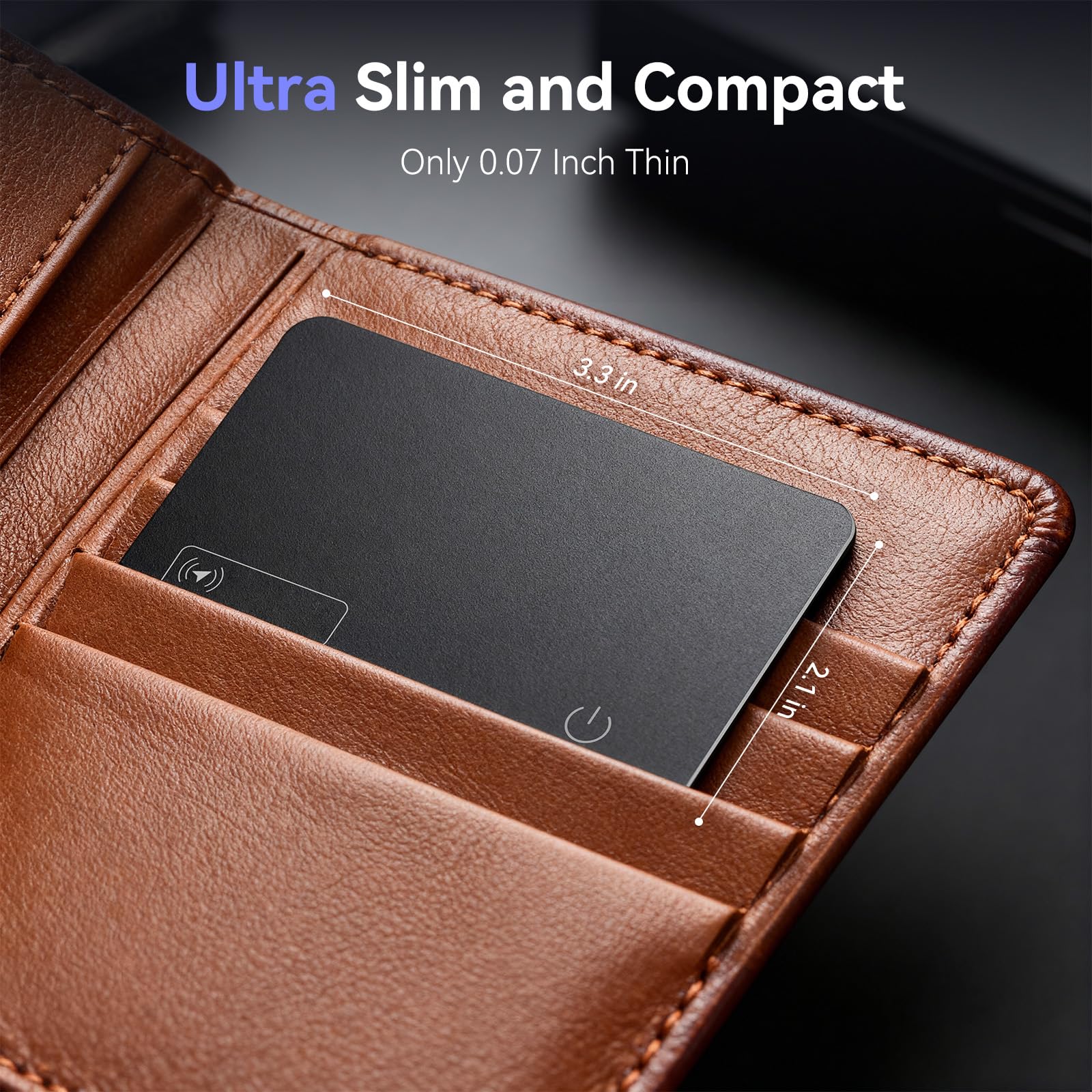 Wallet Tracker Card (iOS only), 0.07in Slim Tracking Card, IP68 Waterproof Bluetooth Tracker Compatible with Apple Find My, Wireless Charging Item Locator for Purse, Passports - 4