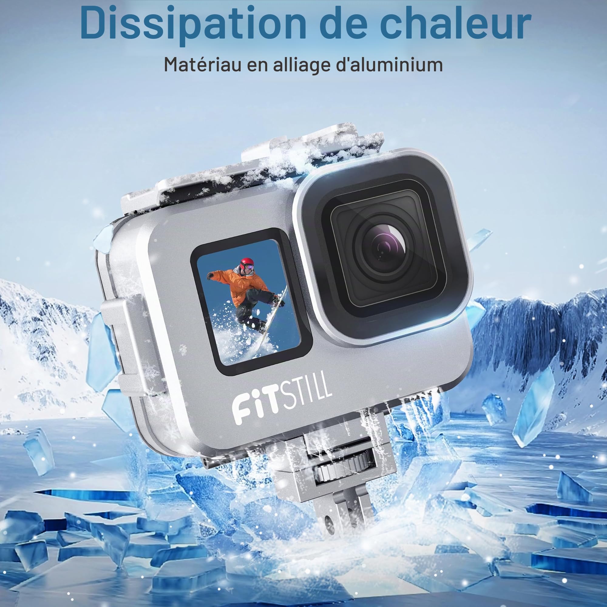 FitStill Boîtier étanche en Alliage d'aluminium 80 m pour Go Pro Hero13 / Hero12 / Hero11 / Hero10 / Hero9 Noir pour Go Pro Hero 13/12 / 11/10 / 9 Noir