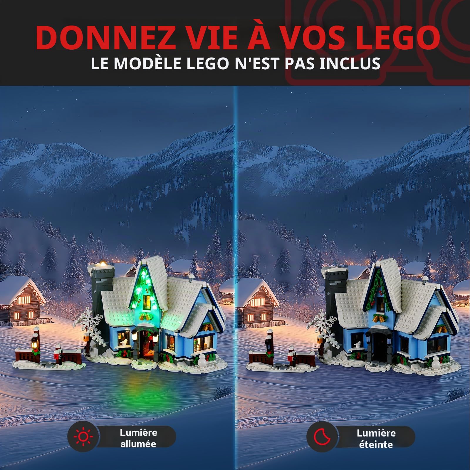 BRIKSMAX Kit d'éclairage 2.0 pour la visite du Père Noël – Éclairage LED innovant compatible avec Lego Christmas 10293 Set (non inclus)