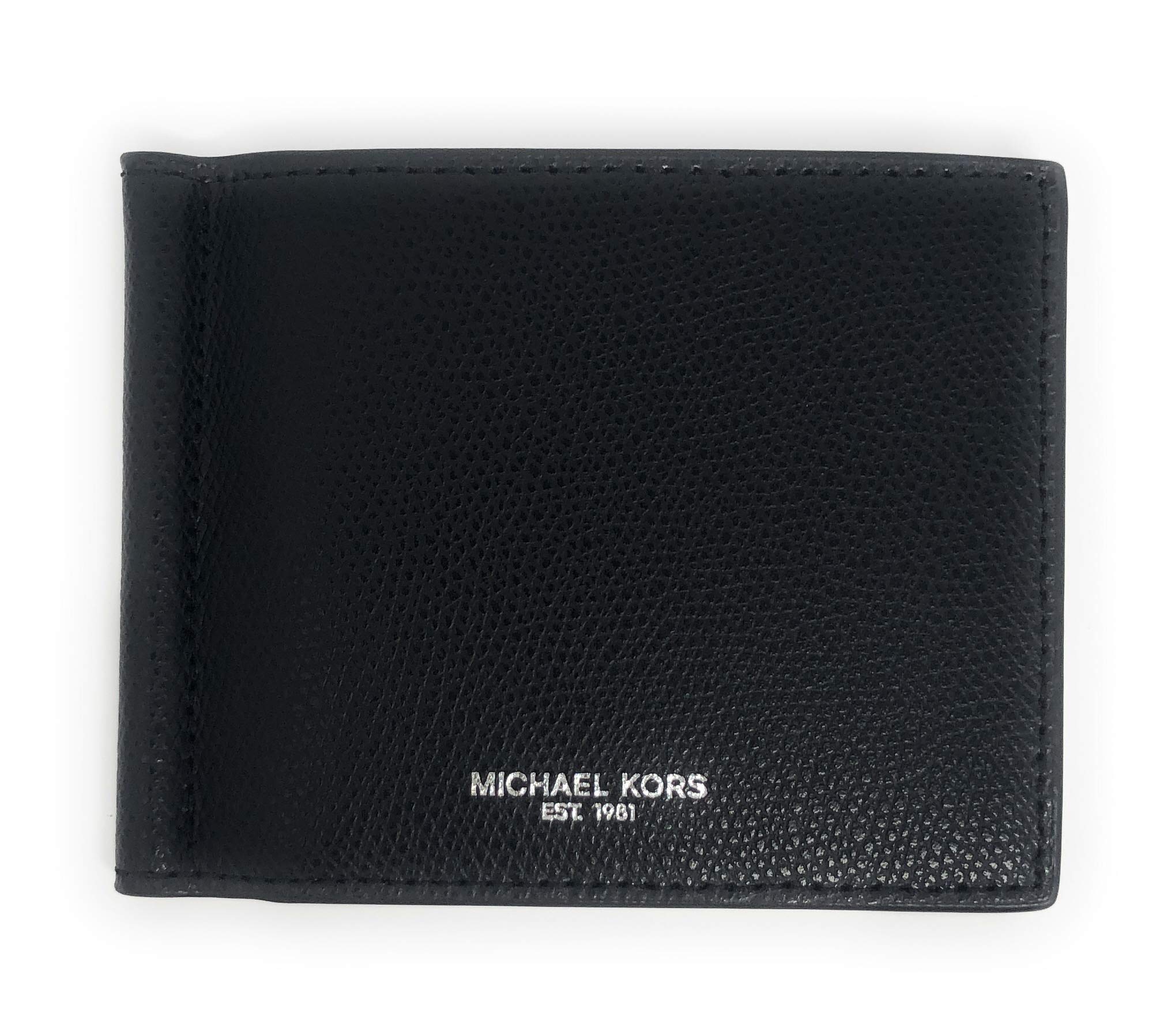 Michael Kors Men's Warren Leather Billfold Bifold Money Clip Wallet Black - Main Image