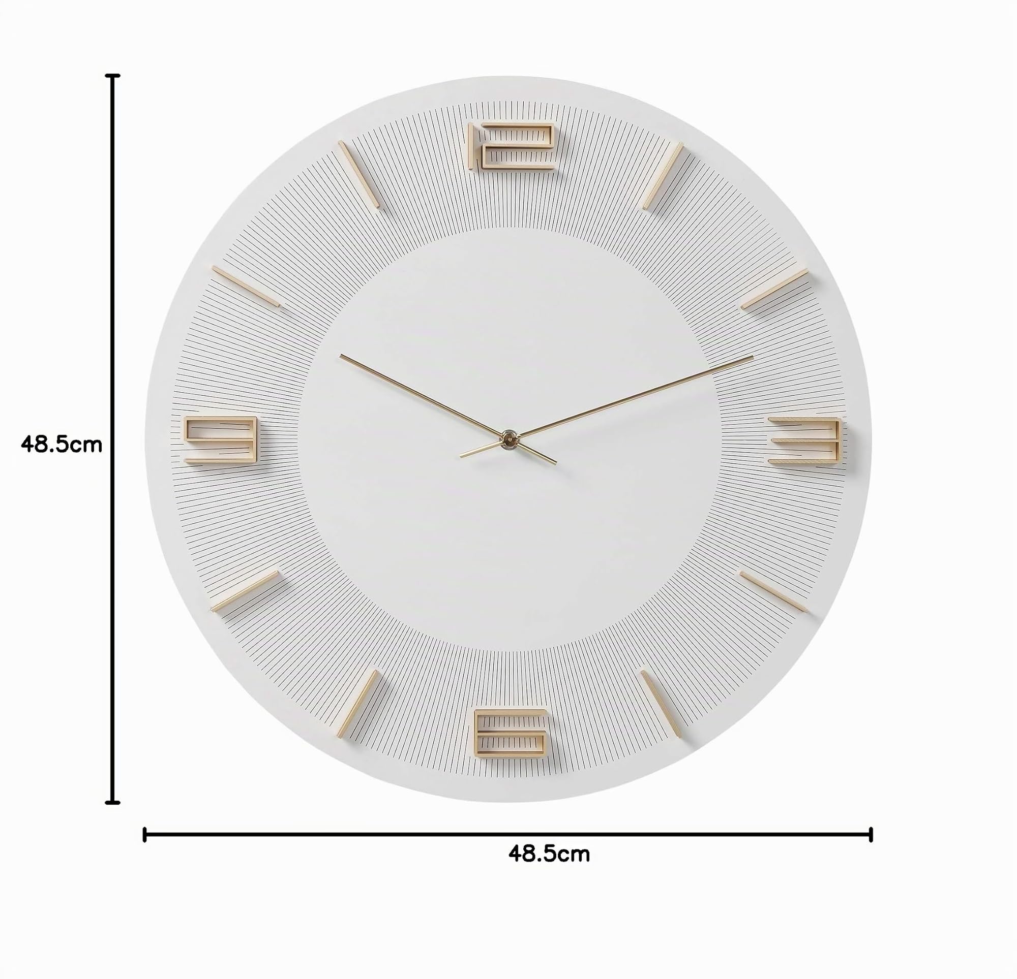 Kare Design Reloj de Pared Leonardo, Blanco-Dorado, 49 cm diámetro, Grande, Moderno, Analógico, Decoración salón, oficina en casa, Pilas no incluidas, 49 x 49 x 5 cm (A/A/F)