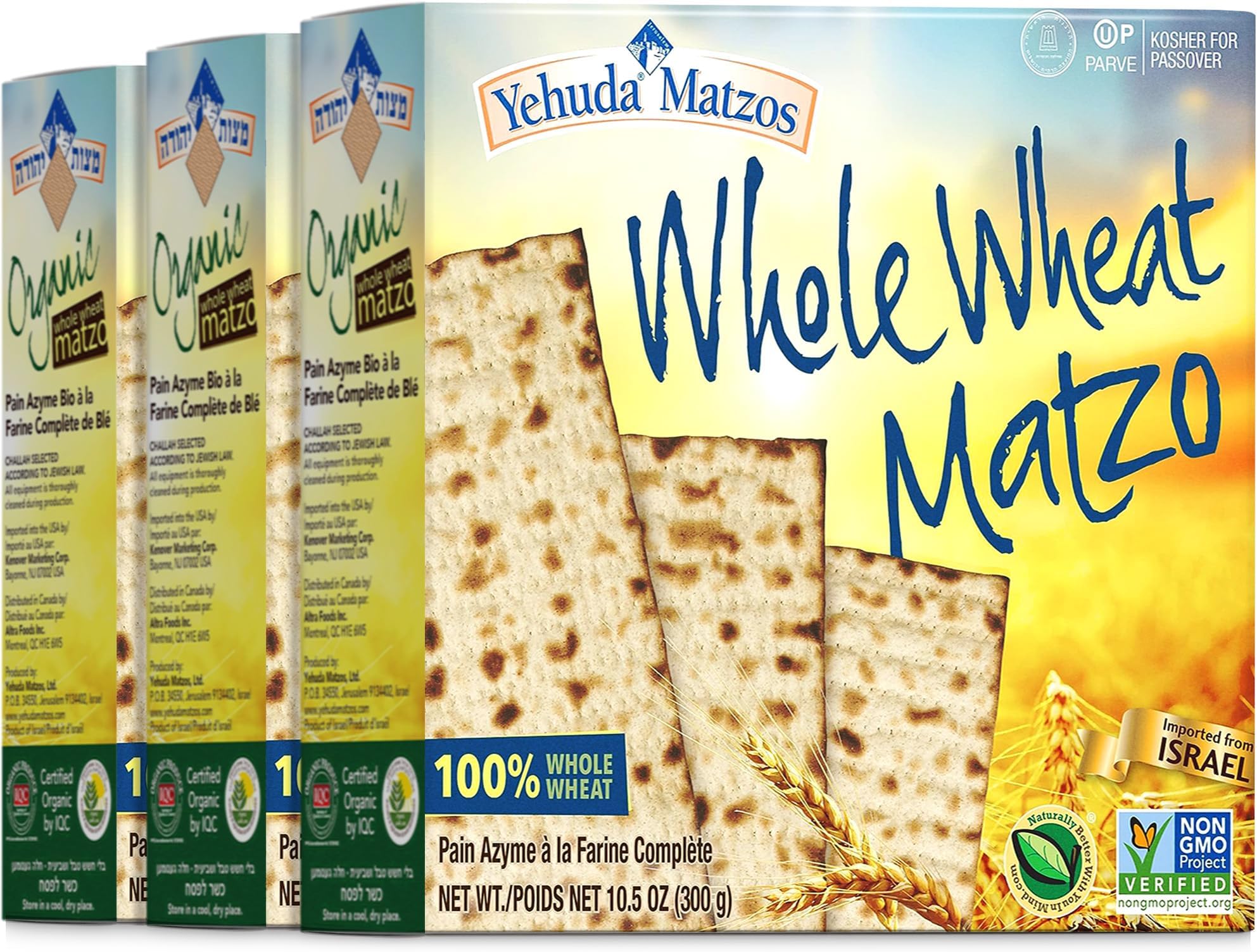 Yehuda Whole Wheat Matzo, 10.5oz (3 Pack) Great Value!