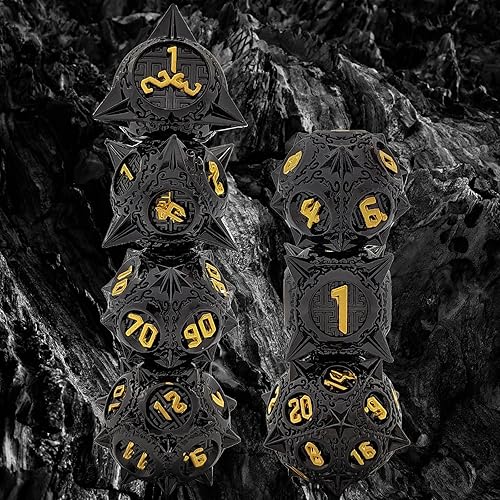 Miniatura 3 de DND - Juego de dados poliédricos de metal de Calabozos y Dragones, con bolsa de dados grandes, 7 dados D y D para Warhammer Pathfinder, D+D RPG,