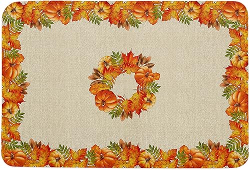 Thanksgiving Sponge Beth Mat, Indoor Bathroom Mat Absorb Water, Non Slip Washable Mud Dirt per Mats Rugs for Entrance, Fall Farm Pumpkin Maple