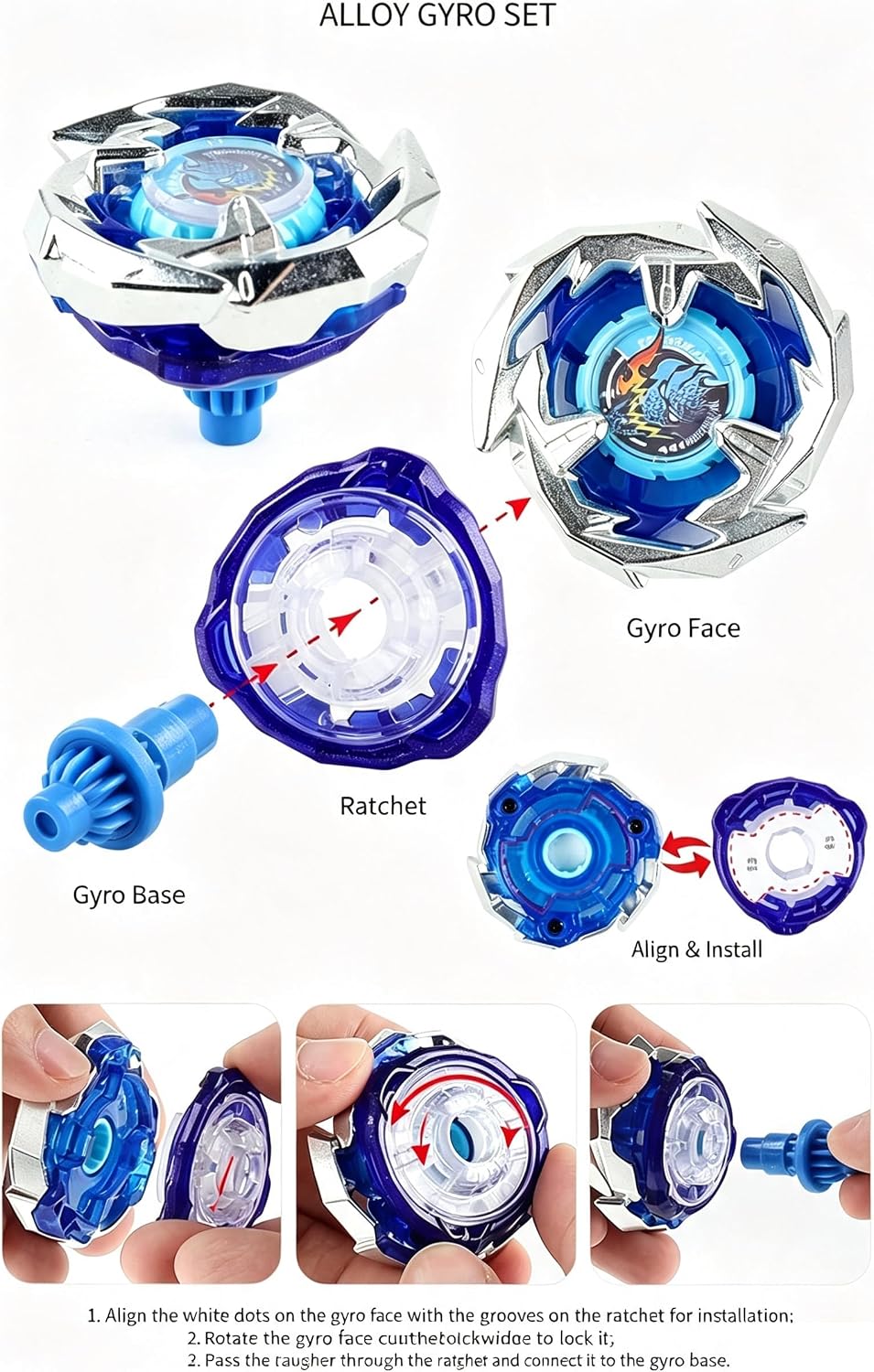 ASVEXKW Battling Set, Spinninning Top Burst Toy Combat Battling Game Set, Spinning & Launchers Stadium, Greats Birthday Gift for Boys, 5 Spinning Tops 2304-02 (12)